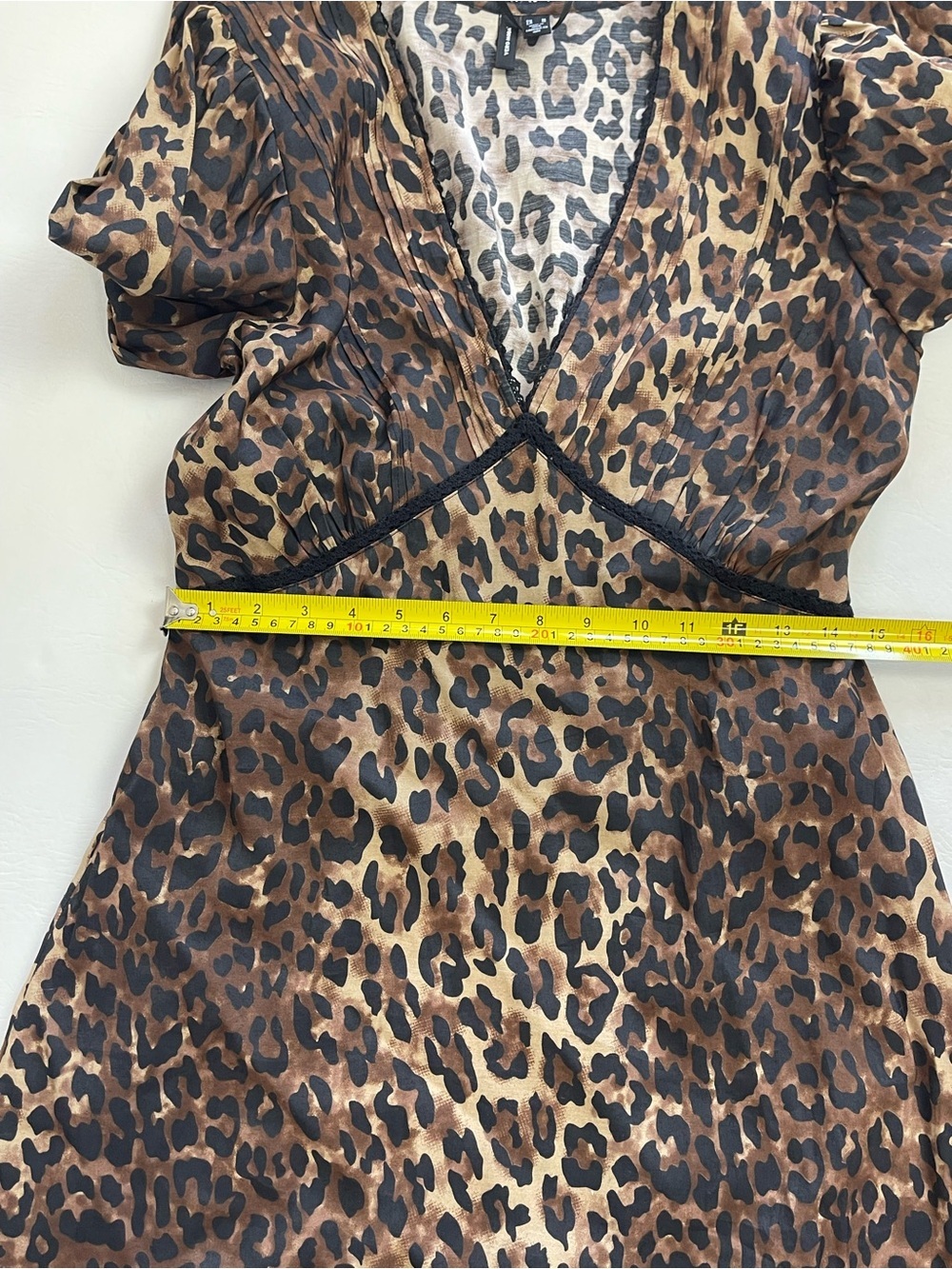 Vero Moda VMWILD Leopard Print V-Neck Long Sleeve Mini Dress M - Picture 5 of 10